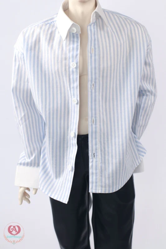 Light blue striped shirt［75］-Square Neck | Preorder | OUTFIT