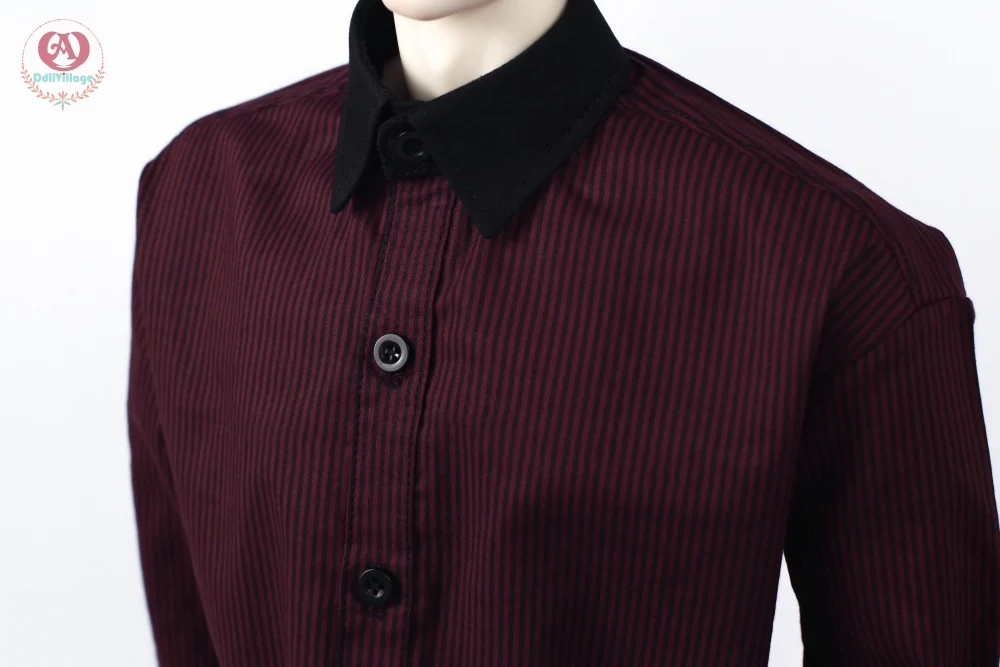Pinstriped shirt［75］-Black Burgundy | Preorder | OUTFIT - Image 6