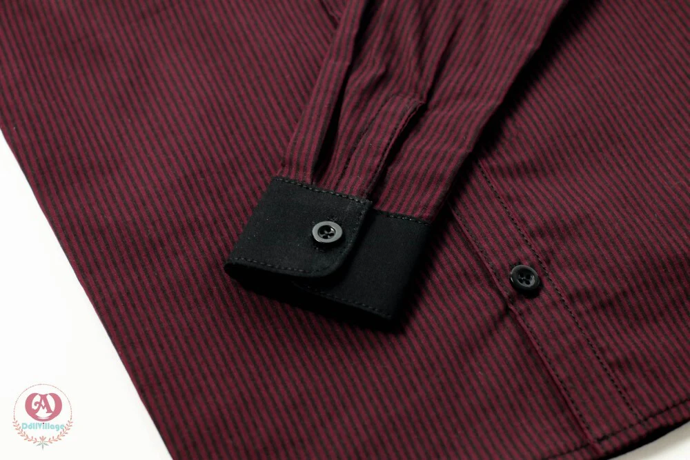 Pinstriped shirt［75］-Burgundy | Preorder | OUTFIT - Image 13